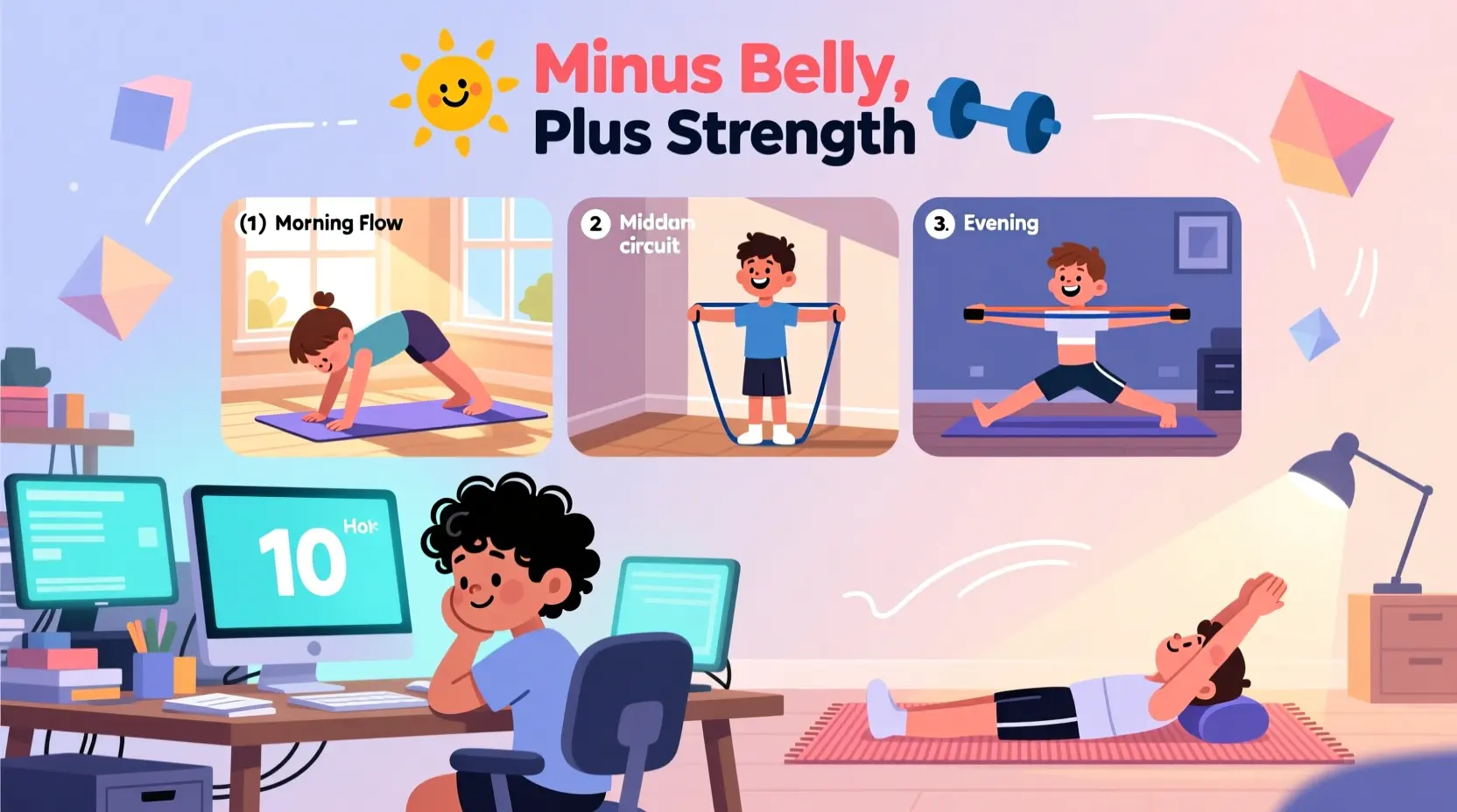 Программа «Минус пузо, плюс сила»: 3 тренировки в неделю дома для пацана, который сидит за компом 10 часов