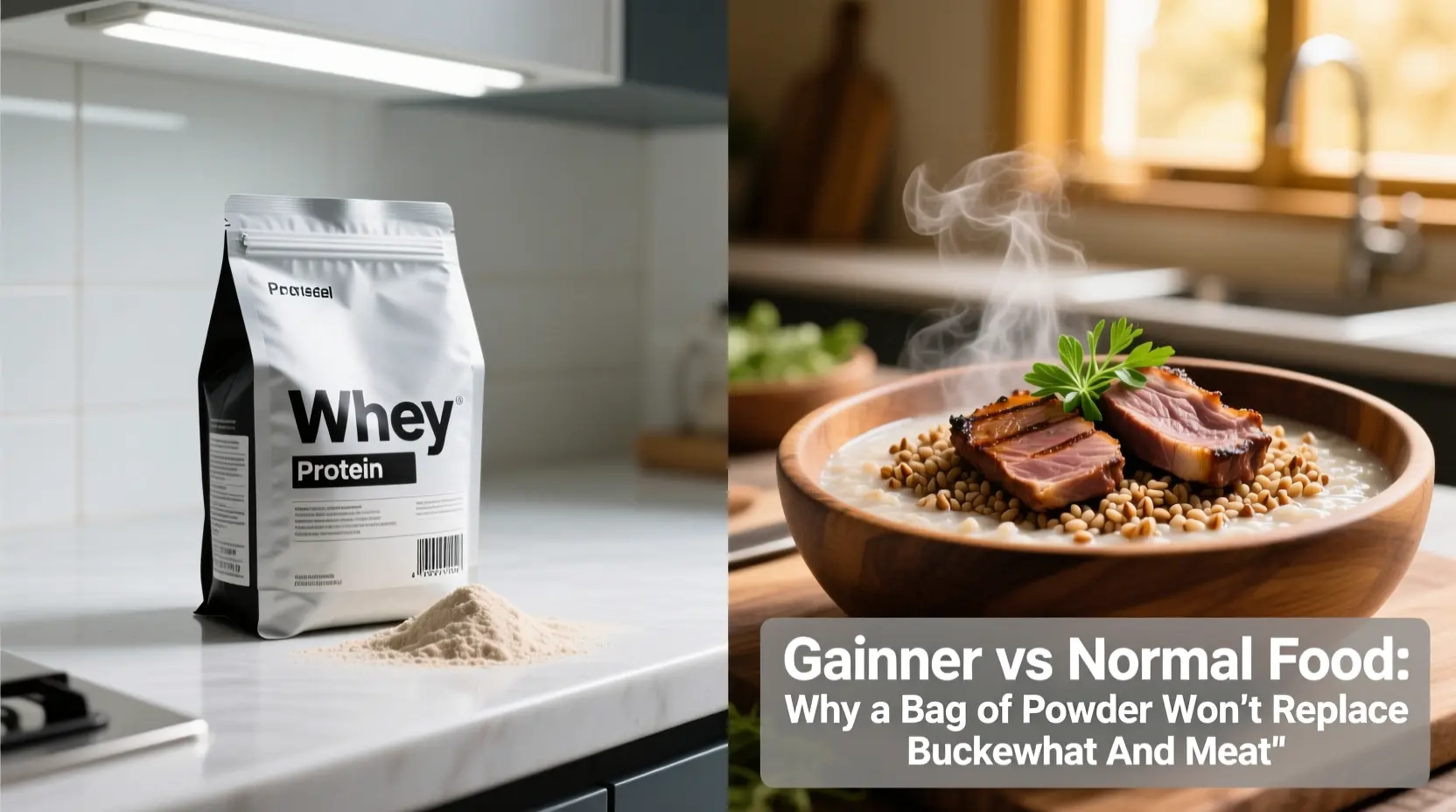 Гейнер vs нормальная еда: почему пакет с порошком не заменит гречку и мясо