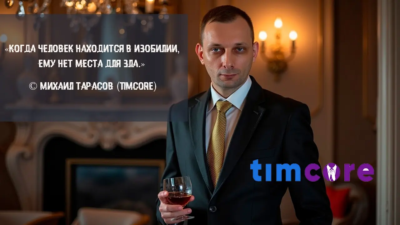 «Когда человек находится в изобилии, ему нет места для зла.» © Михаил Тарасов (Timcore)